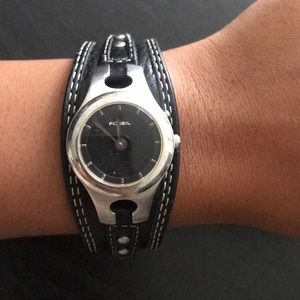 Black Leather Fossil Watch